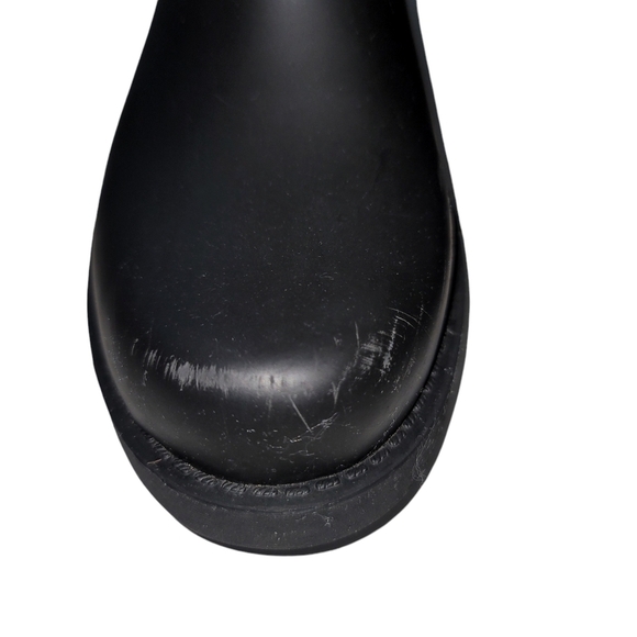 KATE SPADE  PAMELA Rain Moto Black Size 11 Rubber Bow Gold Buckles Ankle Pull On - Picture 8 of 10